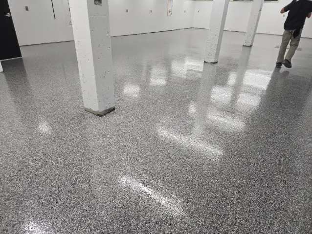 Commercial epoxy flooring installed for heavy-duty traffic